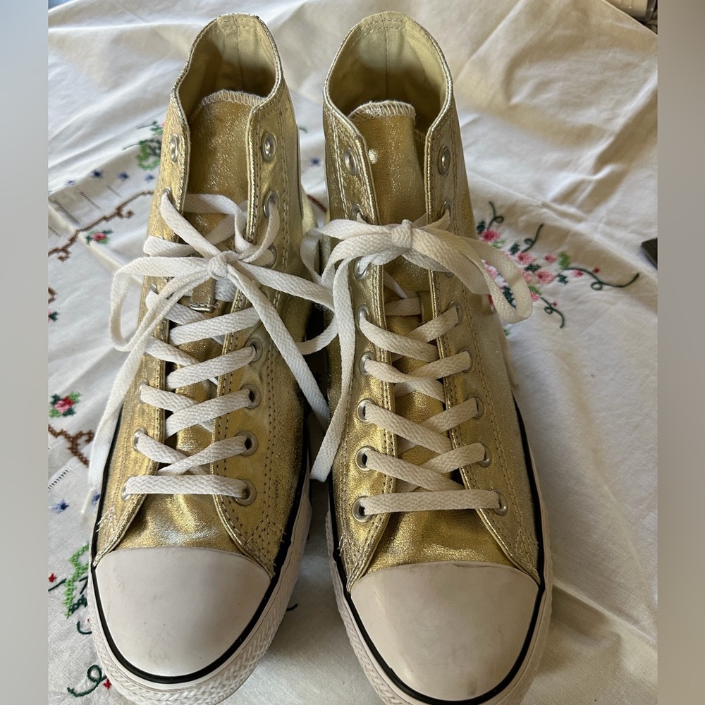 Gold Converse High Tops - men 10,women 12